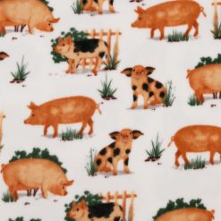 Pigs on White Anti Pill Fleece Fabric