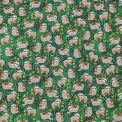 Happy Sloth Life Novelty Cotton Fabric