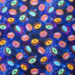 Blue Donuts In Space Novelty Cotton Fabric