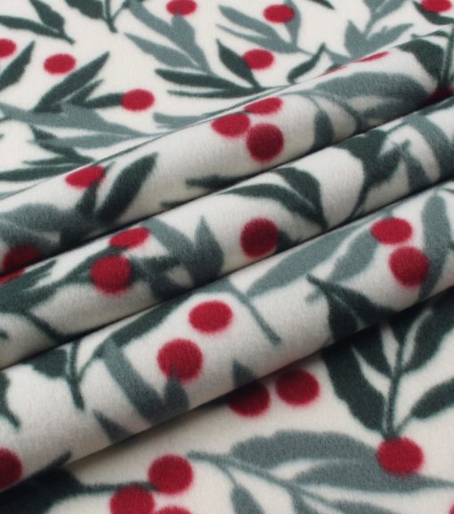 Green Mistletoe Blizzard Fleece Fabric - Image 3