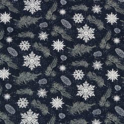 Snowflakes   Pine Needles Super Snuggle Christmas Flannel Fabric