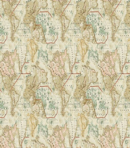 Novelty Cotton Fabric Map Exploration - Image 2