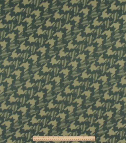 Green Diagonal Houndstooth Blizzard Fleece Fabric - Image 2