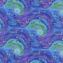 Hi Fashion Blue   Purple Blender Premium Metallic Cotton Fabric