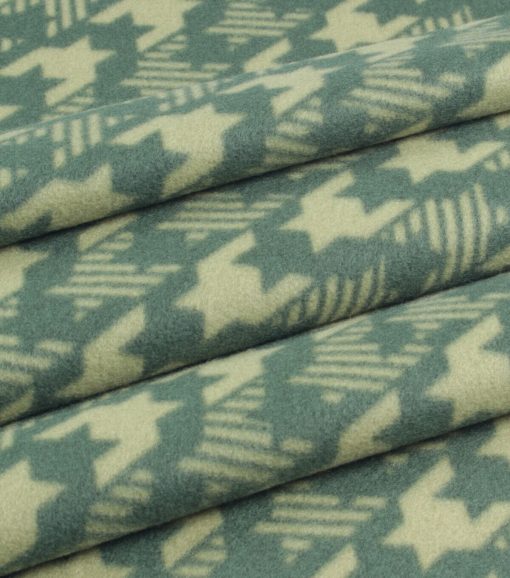 Green Diagonal Houndstooth Blizzard Fleece Fabric - Image 3