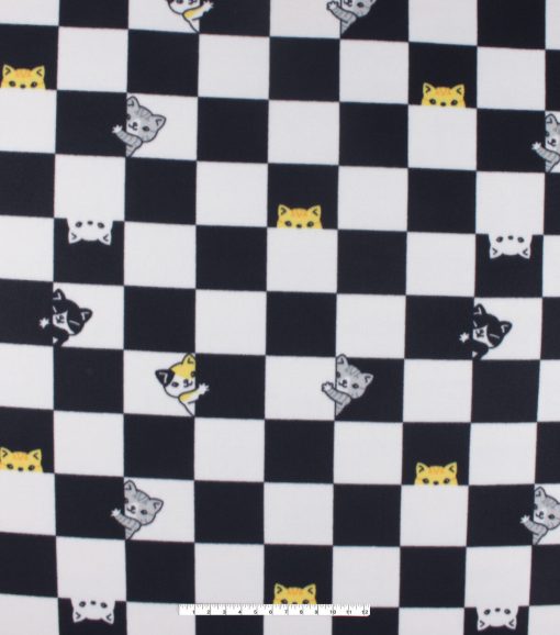 Cat Checkerboard Blizzard Prints Fleece Fabric - Image 4