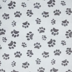 Gray Embossed Paw Prints Sew Lush Fleece Fabric