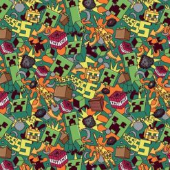 Minecraft Action Blast Cotton Fabric
