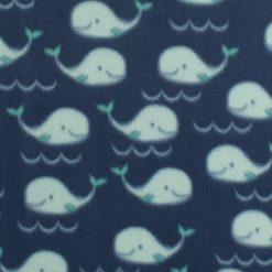 Tiny Happy Whales Blizzard Fleece Fabric