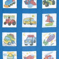 Jack Dempsey 9 Transportation Stamped Nursery Quilt Blocks 12ct