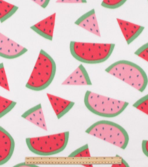 Watermelons on White Blizzard Fleece Fabric - Image 2
