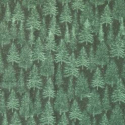 Green Trees Christmas Glitter Cotton Fabric