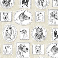 Surface Style 20.5  x 18  Linen Pup Portraits Peel   Stick Wallpaper