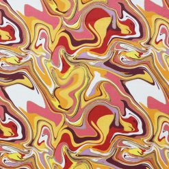 70s Pink   Yellow Marble Quilt Metallic Cotton Fabric by Keepsake Calico