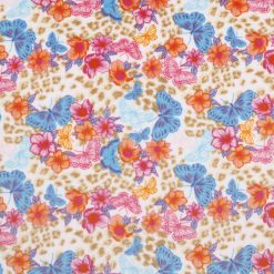 Butterfly On Animal Print Sew Lush Fleece Fabric