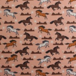 Wild Horses on Pink Blizzard Fleece Fabric