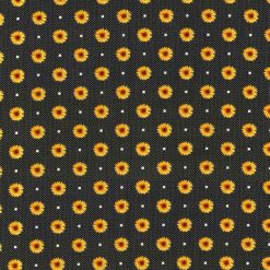 Fall Sunflowers   Dots on Black Cotton Fabric