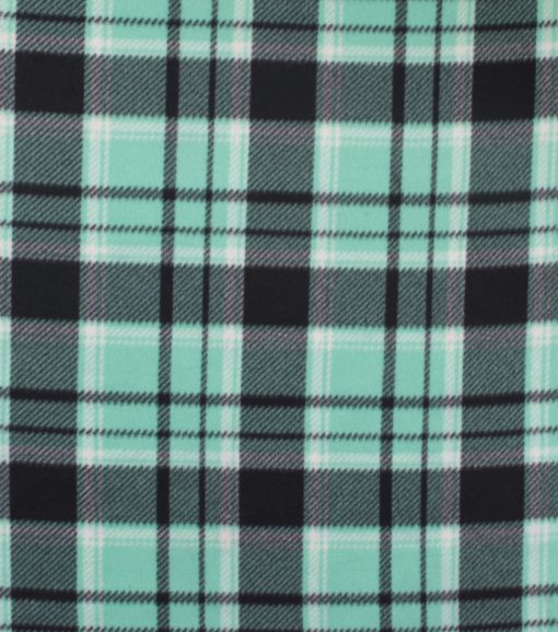 Mint Black Plaid Blizzard Fleece Fabric - Image 2