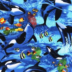 Hi Fashion Playful Orcas Novelty Cotton Fabric