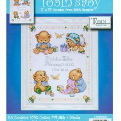 Tobin 11 x 14 Baby Bears Birth Record Counted Cross Stitch Kit
