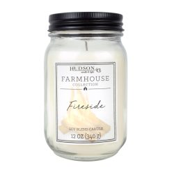 12oz Fireside Scented Mason Jar Candle by Hudson 43