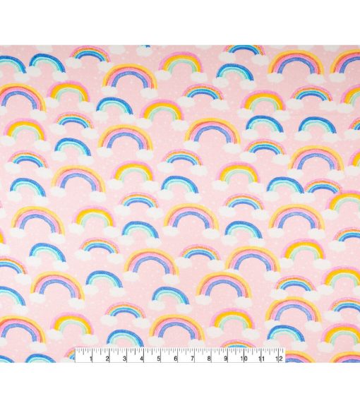 Rainbows Pastel Super Snuggle Flannel Fabric - Image 2