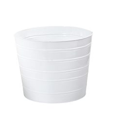 Nearly Natural 12 Farmhouse White Metal Ribbed Planter