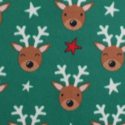 Reindeer on Green Blizzard Fleece Fabric