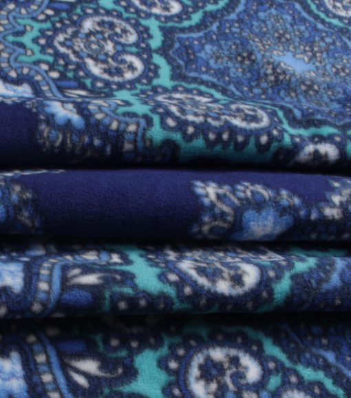 Blue Medallions Anti Pill Fleece Fabric - Image 2