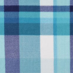 Aqua   Navy Plaid Anti Pill Fleece Fabric