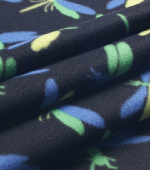 Dragonfly on Black Blizzard Fleece Fabric - Image 3