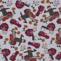 Fall Scarecrow On Farm Harvest Cotton Fabric