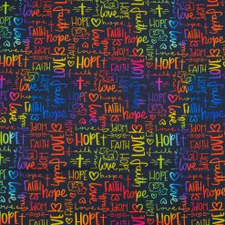 Religious Sentiments On Black Easter Cotton Fabric