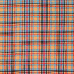 Orange   Teal Plaid Cotton Fabric