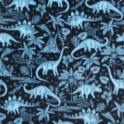 Blue Dino Scenic Anti Pill Fleece Fabric