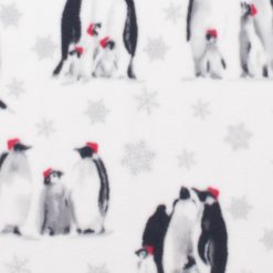 Penguins   Snowflakes on White Anti Pill Fleece Fabric