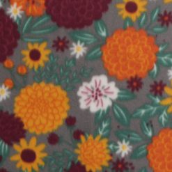 Orange   Red Mums on Gray Blizzard Fleece Fabric