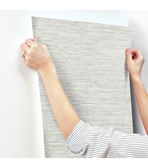RoomMates Faux Grasscloth Peelable Wallpaper Grey - Image 3