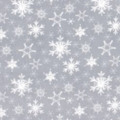 White Snowflakes on Gray Anti Pill Fleece Fabric
