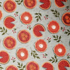 Pumpkin Pies On Teal Fall Print Cotton Fabric