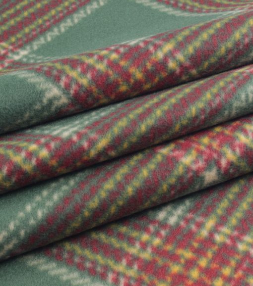 Green Diagonal Plaid Blizzard Fleece Fabric - Image 3