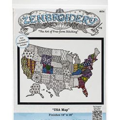 Design Works 18 x14 USA Map Zenbroidery Stamped Embroidery Kit
