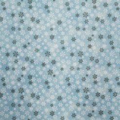 Snowflakes on Blue Christmas Glitter Cotton Fabric