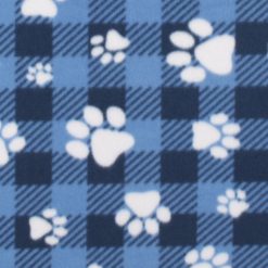 Dog Paw on Blue Buffalo Check Blizzard Fleece Fabric