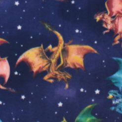 Dragons   Stars on Navy Anti Pill Plush Fleece Fabric