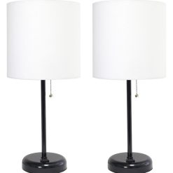 All The Rages 19.5 Black Stick Lamp With Charging Outlet 2pk