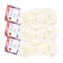 Lion Brand 24/7 Cotton 186yds Worsted Ready To Dye Yarn 3 Bundle