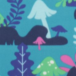 Fungi Forest on Blue Blizzard Fleece Fabric