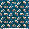 Americana Campers Metallic Patriotic Cotton Fabric