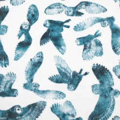 Teal Snowy Owls Anti Pill Fleece Fabric
